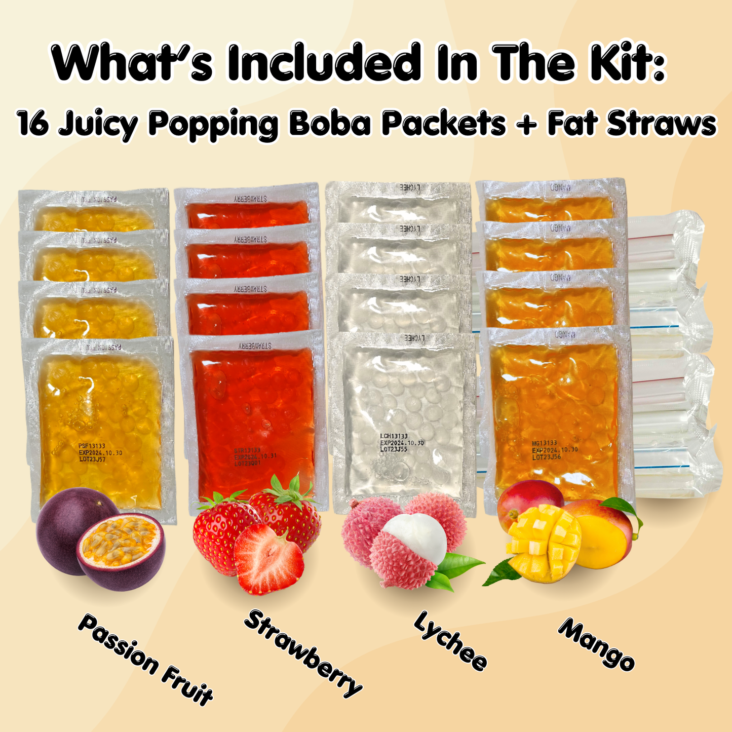 Boba for Freedom! Special Edition | Party Add On Best for Celebration Party: Flavor Burst with Popping Boba To-Go Individual Pouches  | Vegan Fruity Adventure Pack