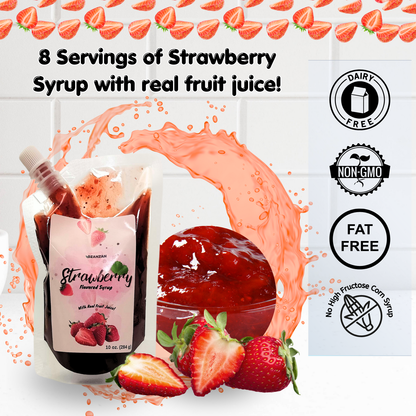 Popping Bursting Boba kit 8 servings individual pack and Syrup made with Real Juice - Vegan Friendly