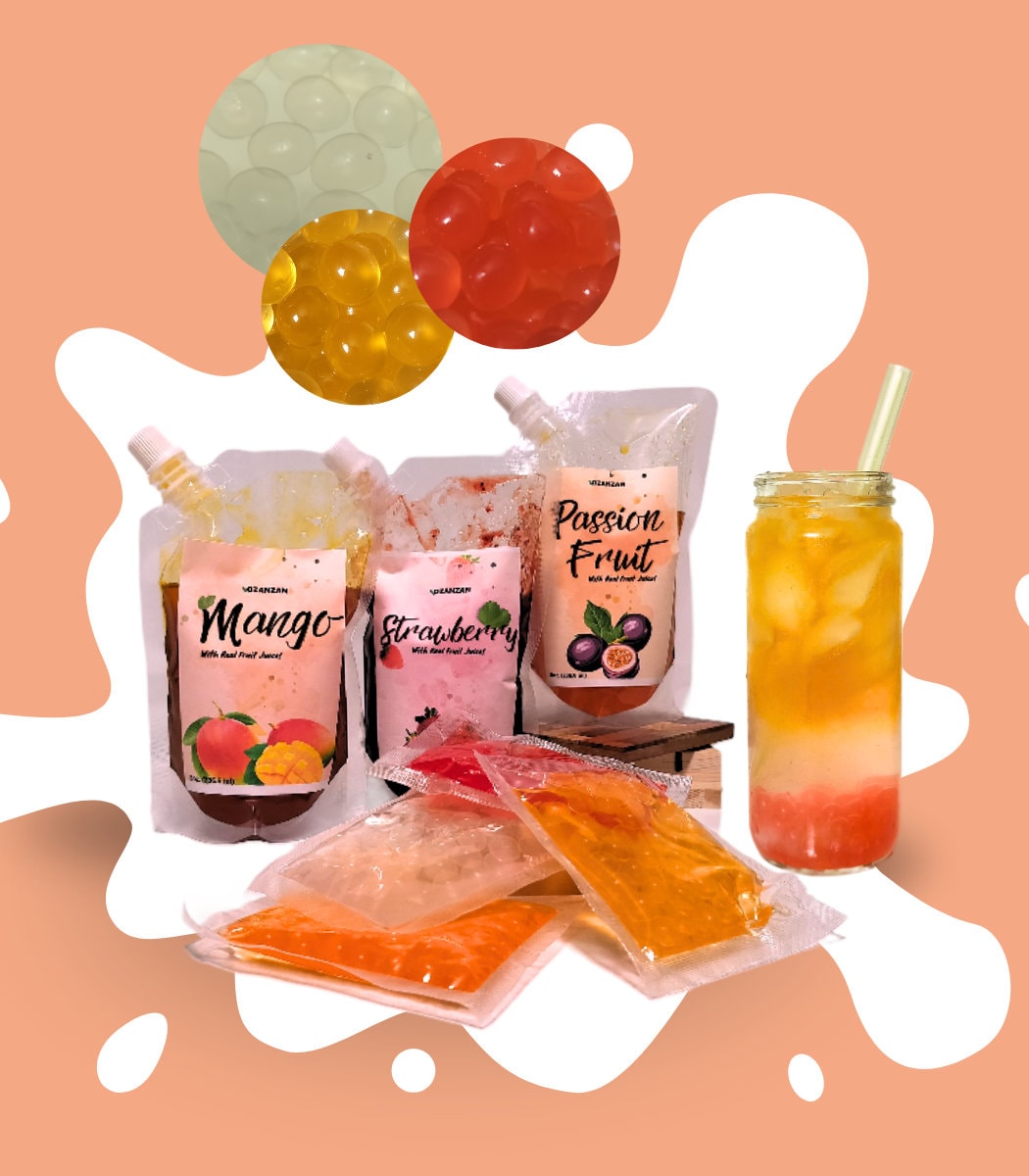 Popping Bursting Boba kit 8 servings individual pack and Syrup made wi ...